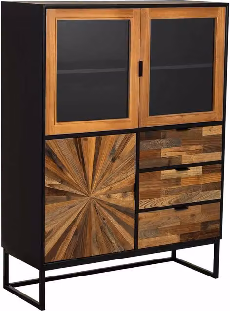 Credenza in legno di recupero marrone 100x40x135h cm