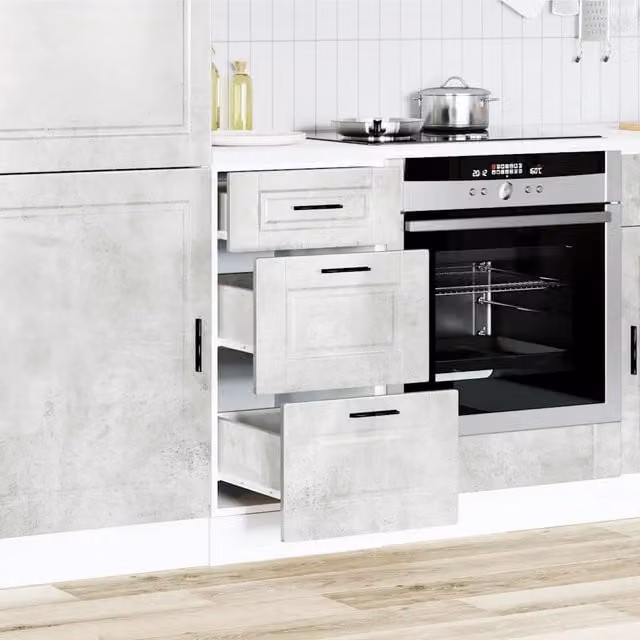 Base da cucina moderna vidaXL in legno grigio con ante e cassetti L/P/H: 81,5 x 46 x 40 cm