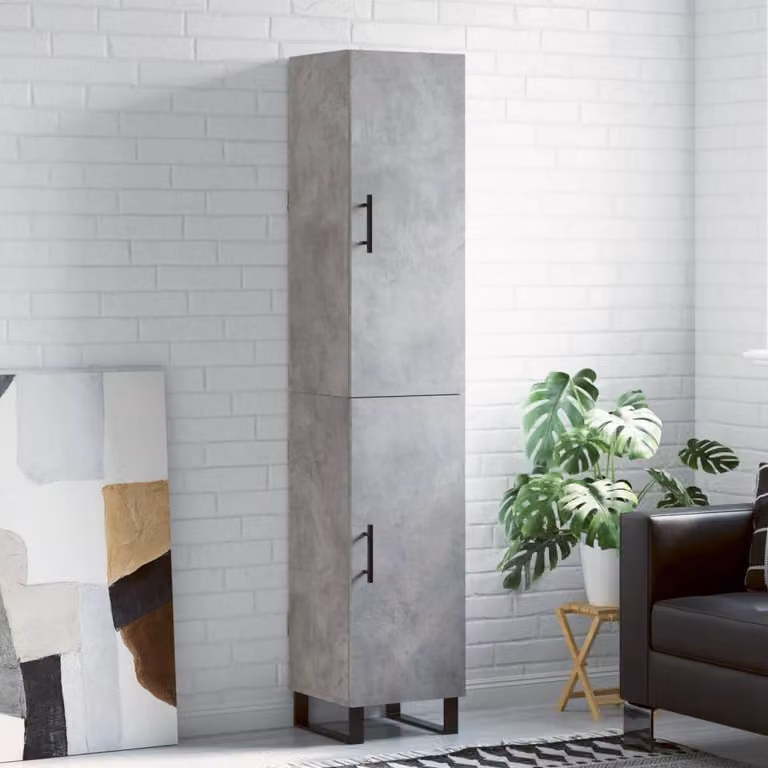 Credenza Industrial vidaXL in Legno e Metallo Grigio, L 34,5 cm x P 34 cm x H 180 cm