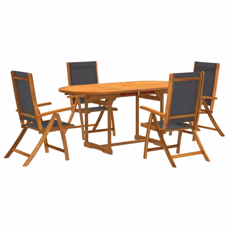 Maison Exclusive - Set da pranzo da giardino a 5 pezzi in legno massello di acacia e Textilene
