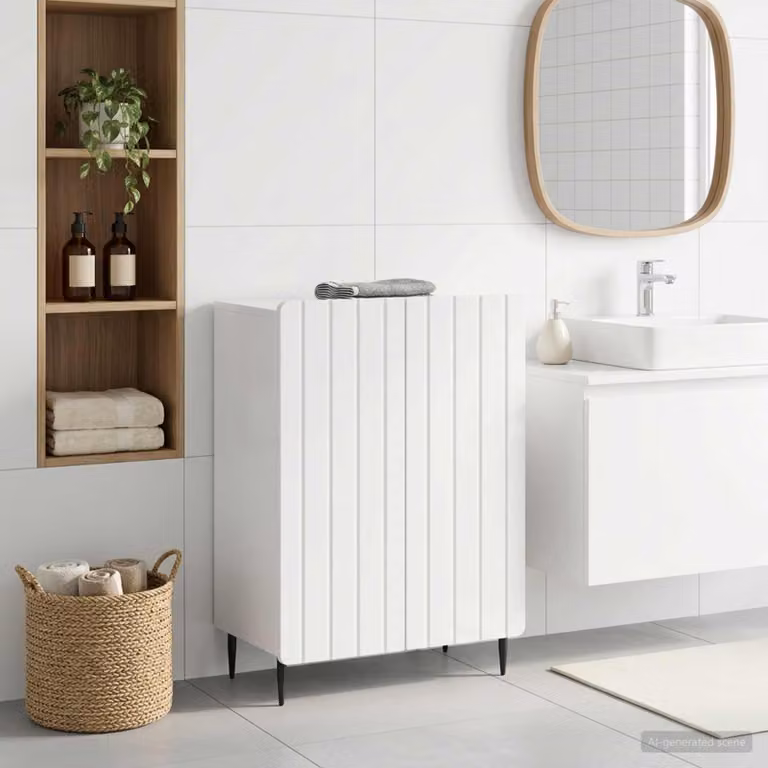 vidaXL Mobiletto da Bagno ZWOLLE Bianco Lucido L: 59,5 cm, P: 31 cm, H: 79,5 cm