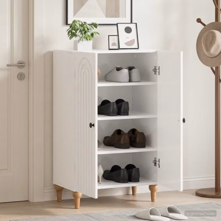 Mobile porta scarpe vidaXL ALKMAAR moderno bianco lucido L: 59,5 cm, P: 39,5 cm, H: 90 cm