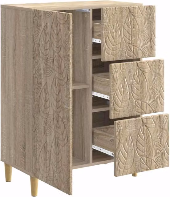 Credenza Buffet da pranzo in legno ingegnerizzato Rovere Sonoma marrone L: 66 cm, P: 34,5 cm, H: 90 cm