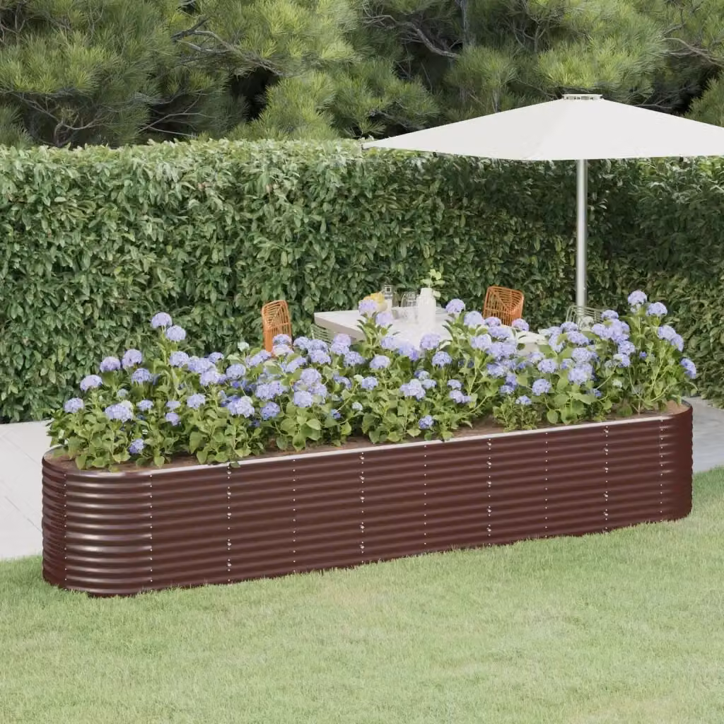 Letto da giardino DESIGN IN in acciaio zincato marrone per orto e fiori, L: 368 cm, P: 80 cm, H: 68 cm – 2