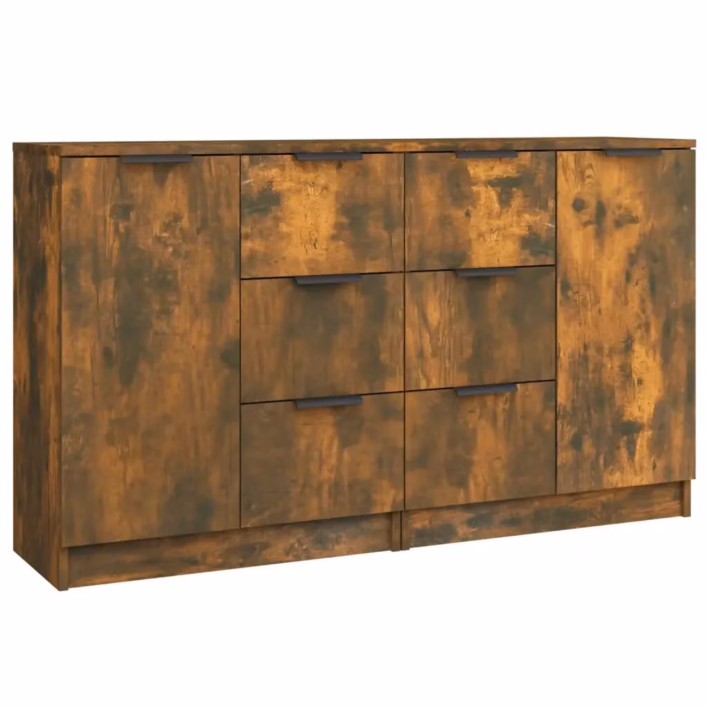 Set di 2 credenze vidaXL in legno multistrato color rovere fumo, L 60 cm x P 30 cm x H 70 cm – 2