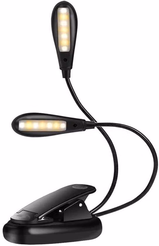 Lampada LED ricaricabile con 7 LED, lampada da tavolo con clip che protegge gli occhi, ricaricabile tramite USB, ideale per ascoltare musica, leggere e suonare il pianoforte.