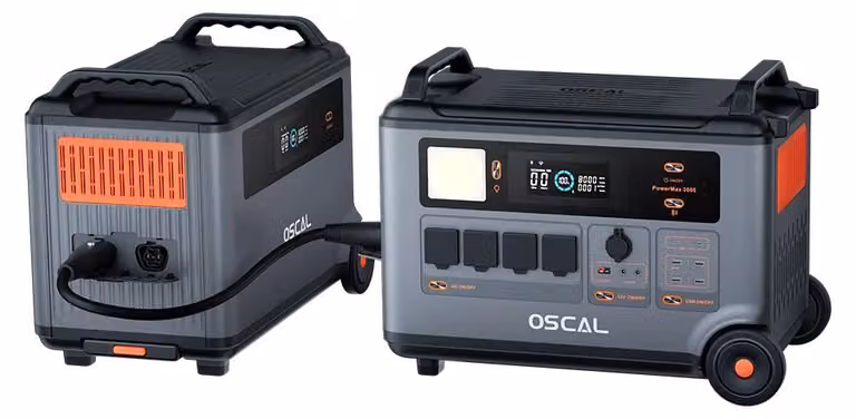Centralina portatile – PowerMax 6000 con batteria aggiuntiva da 3600 Wh – 6000 W – LiFePO4 – 14 uscite – prese europee – sistema di accumulo dell'energia solare