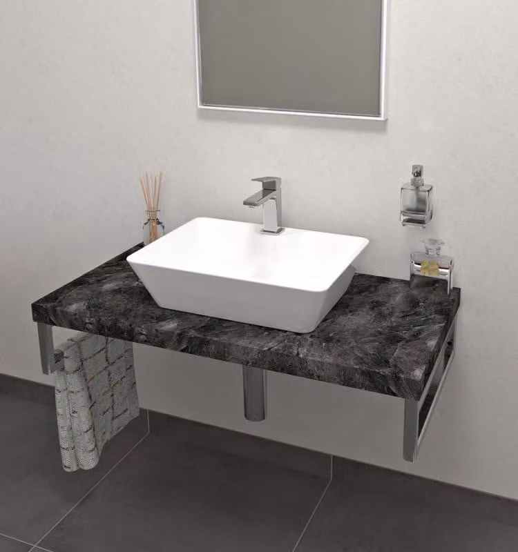 Sapho AVICE piano lavabo 60x50 cm, spessore 5 cm, pietra grezza