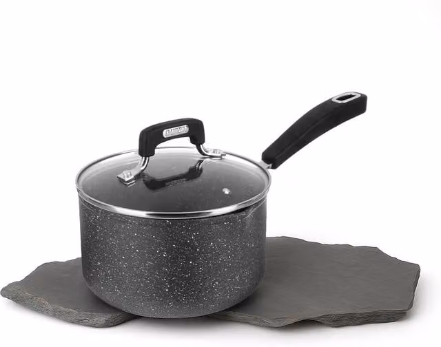 Casseruola Kasanova New Petra Dark con coperchio in vetro, antiaderente, diametro 18 cm, colore nero
