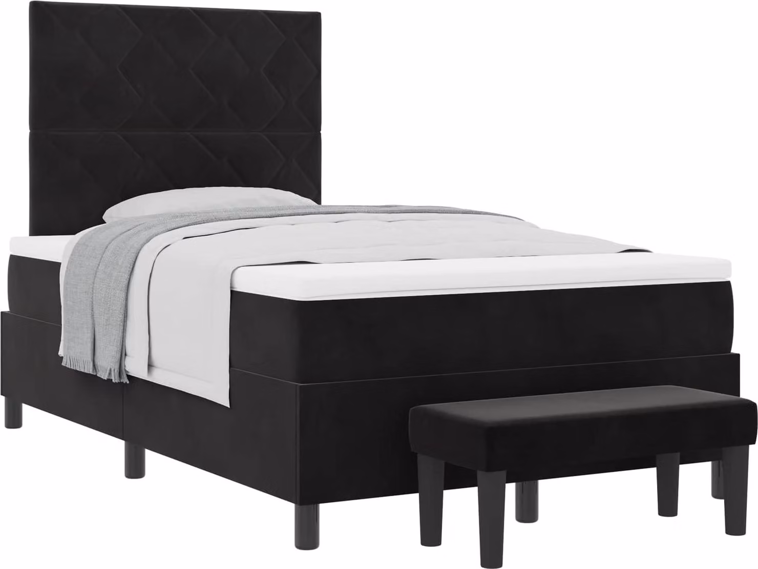 Letto a molle con testiera Nero 190 x 120 cm Velluto