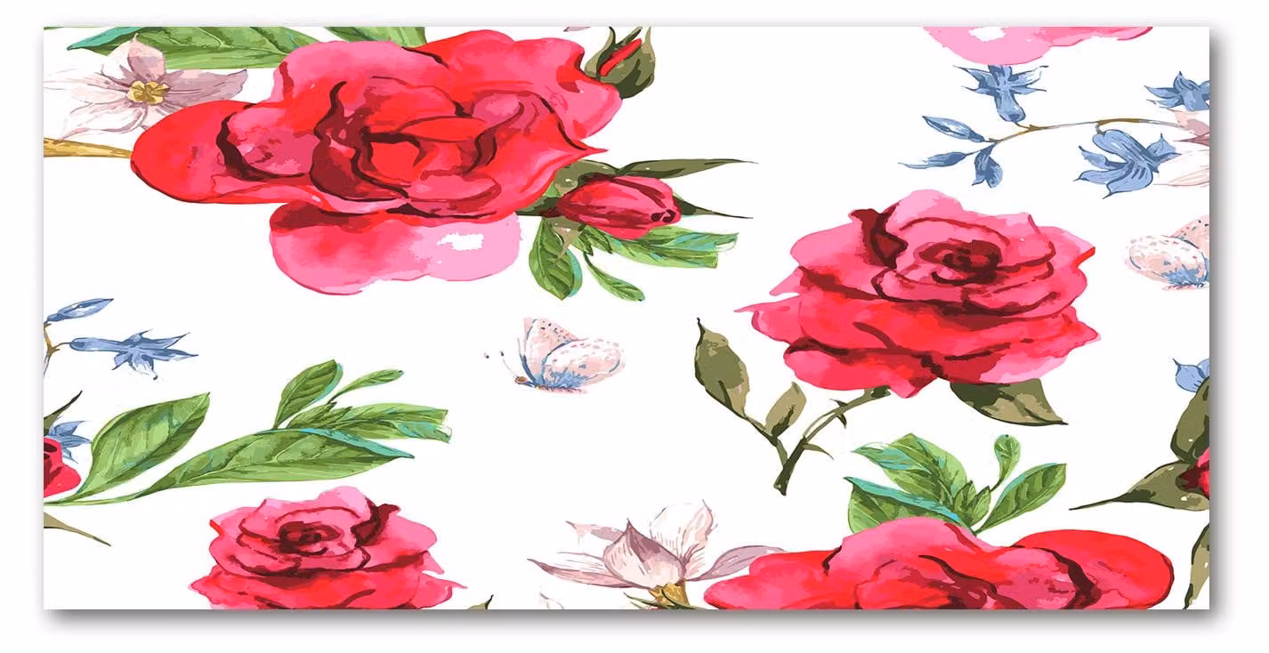 Pannello protettivo per cucina Tulup® in vetro temperato - 100x50 - Protezione anti-schizzi, decorazione: fiori e piante, rose rosse