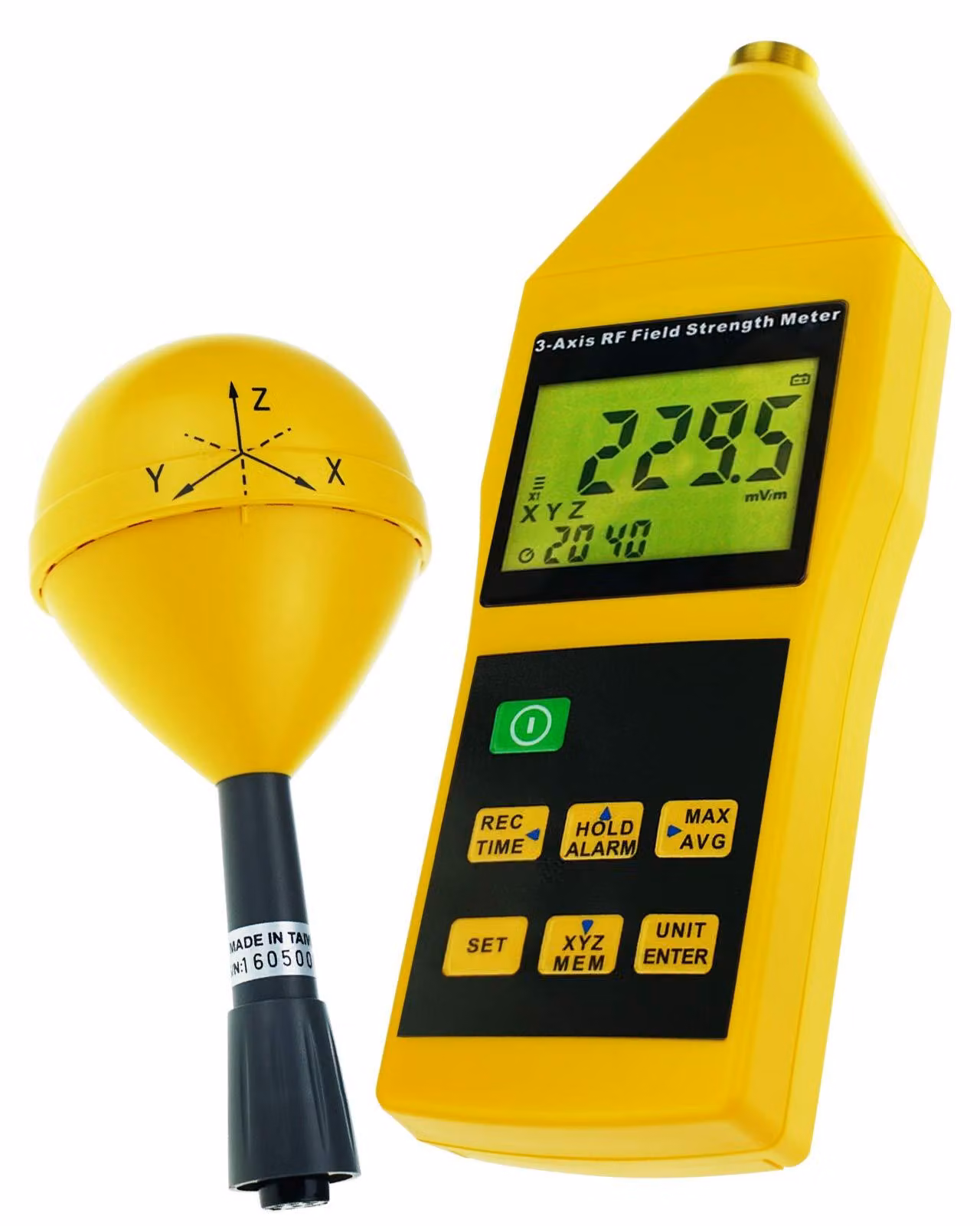 Misuratore di campo elettromagnetico da 10 MHz a 8 GHz, a 3 assi, con allarme, di dimensioni compatte