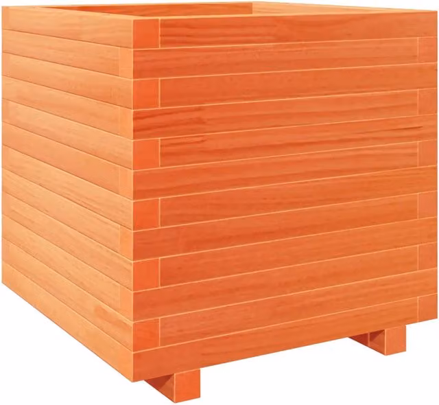 Fioriera in legno massello di pino marrone cera per giardino ornamentale L/P/H: 50 x 50 x 49,5 cm