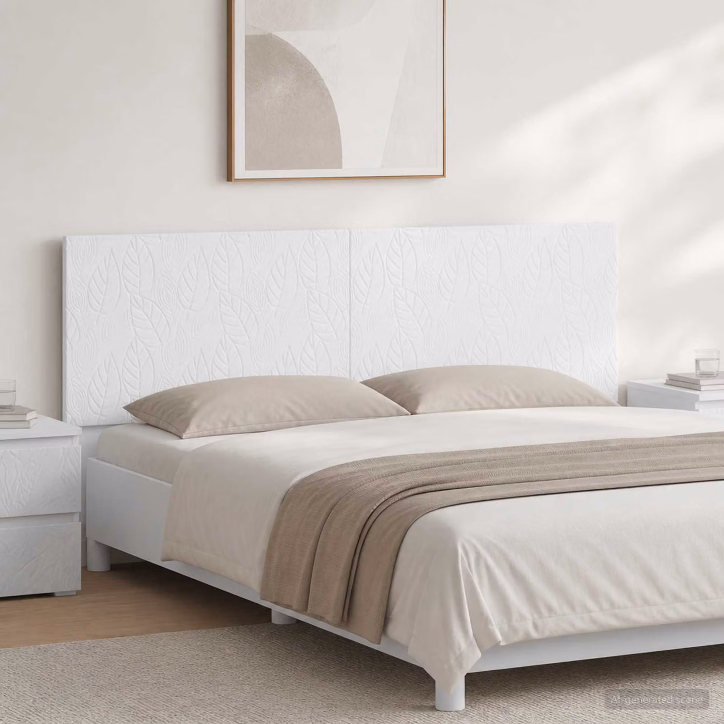 Testiera da muro vidaXL DELFT in legno ingegnerizzato bianco con ripiano integrato e scomparti laterali L: 180 cm, H: 50 cm, P: 15,5 cm