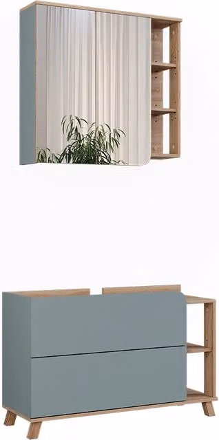 Set di mobili da bagno Karen Sonoma/Blu 2 pezzi Vicco