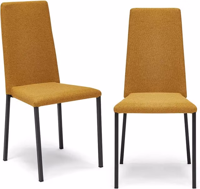 Set di 2 sedie imbottite Redokasa modello BETTY STYLE per interni, design moderno con gambe quadre in metallo e rivestimento in tessuto morbido, colore Ruggine