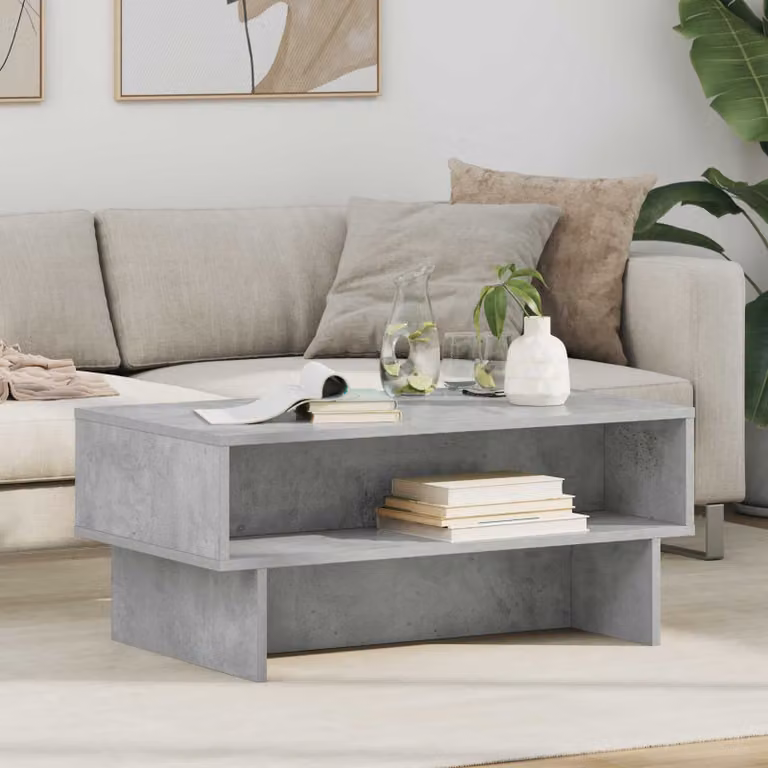 vidaXL Tavolino da salotto moderno rettangolare in MDF grigio L: 80 cm, P: 46 cm, H: 35 cm