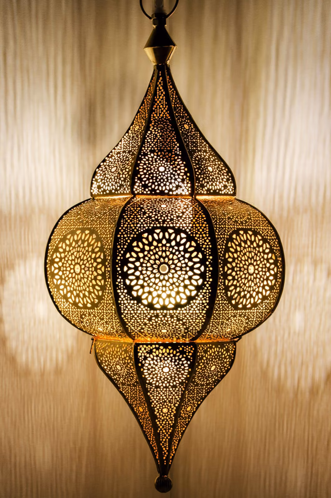 Lampada orientale indiana da soffitto Malha Gold