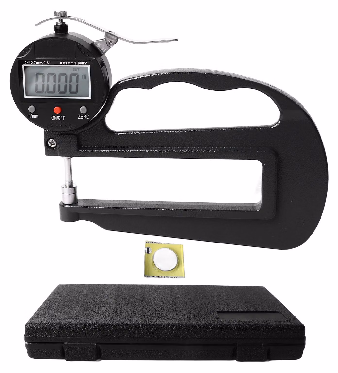 Misuratore di spessore digitale, 0,0005 pollici, 0,01 mm, risoluzione da 0 a 12,7 x 120 mm, campo di misura per lavorazioni meccaniche