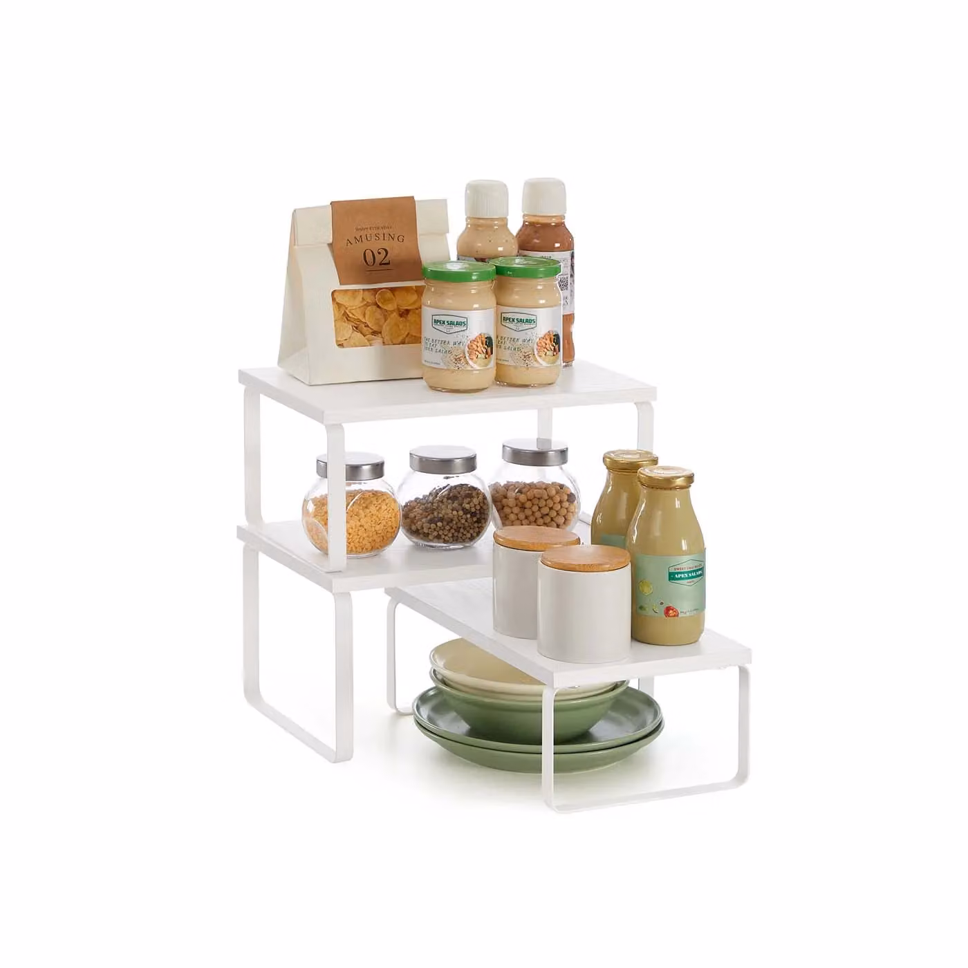 Set di Scaffali da Banco Impilabili, Bianco Opaco + Bianco Neve