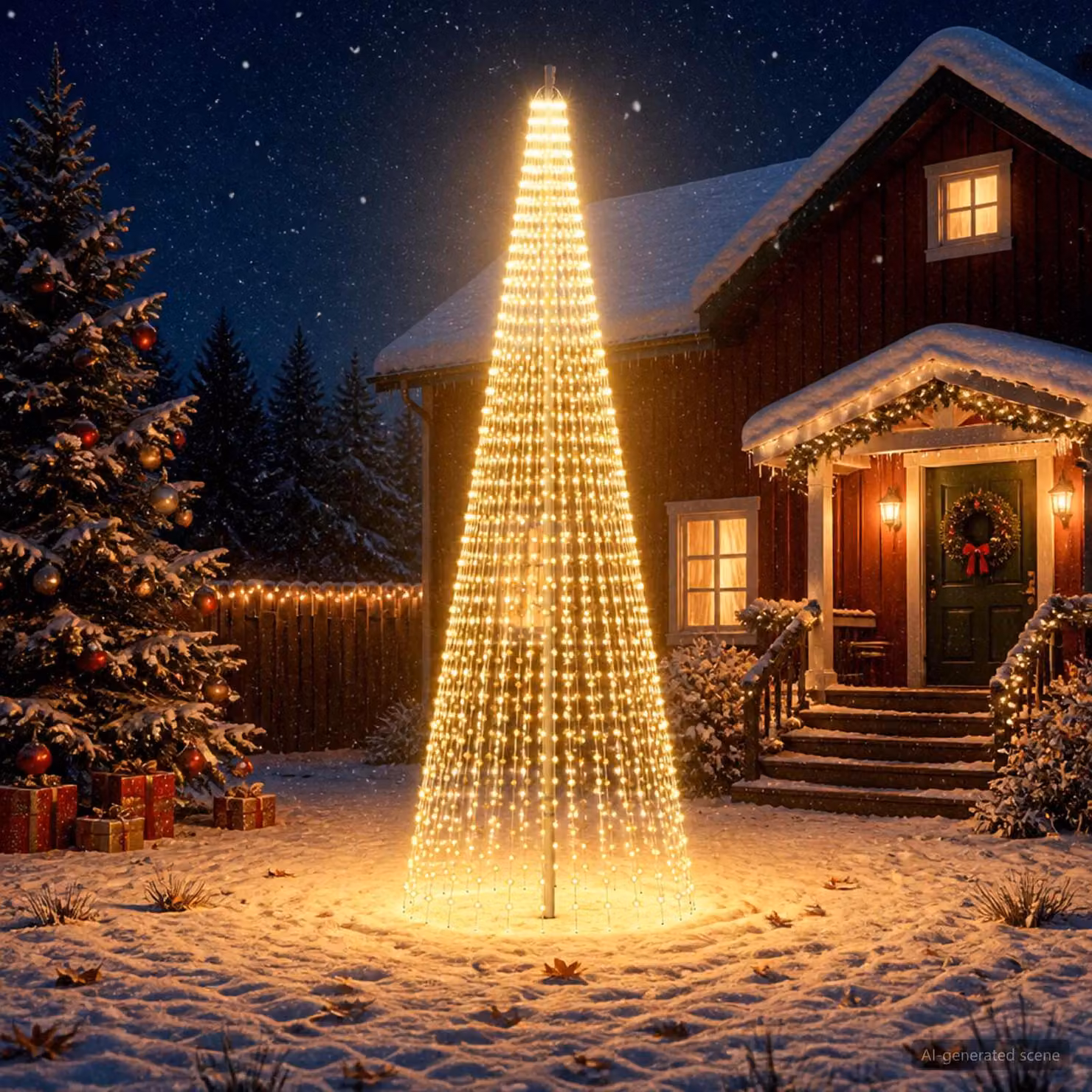 vidaXL Luci per albero di Natale con picchetti e asta per bandiera