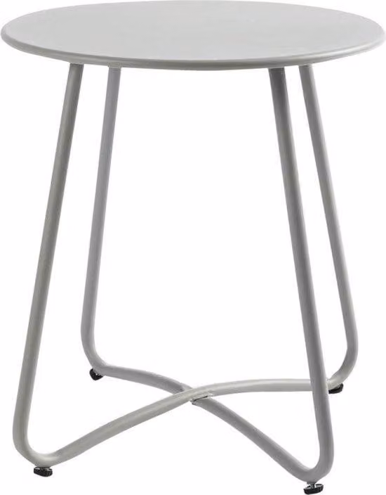 Tavolino da terrazza rotondo in metallo - tavolino da salotto per giardino e soggiorno, colore grigio