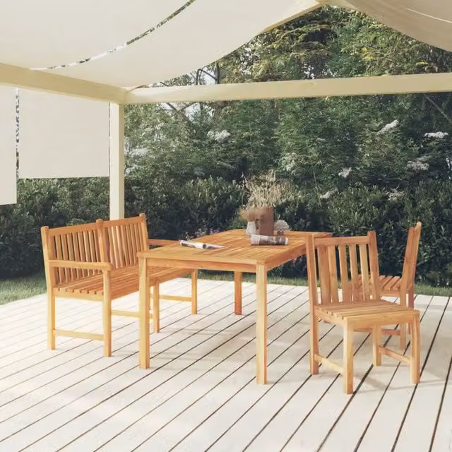 Set da Pranzo per Giardino 4 pz in Legno Massello di Teak 3157157