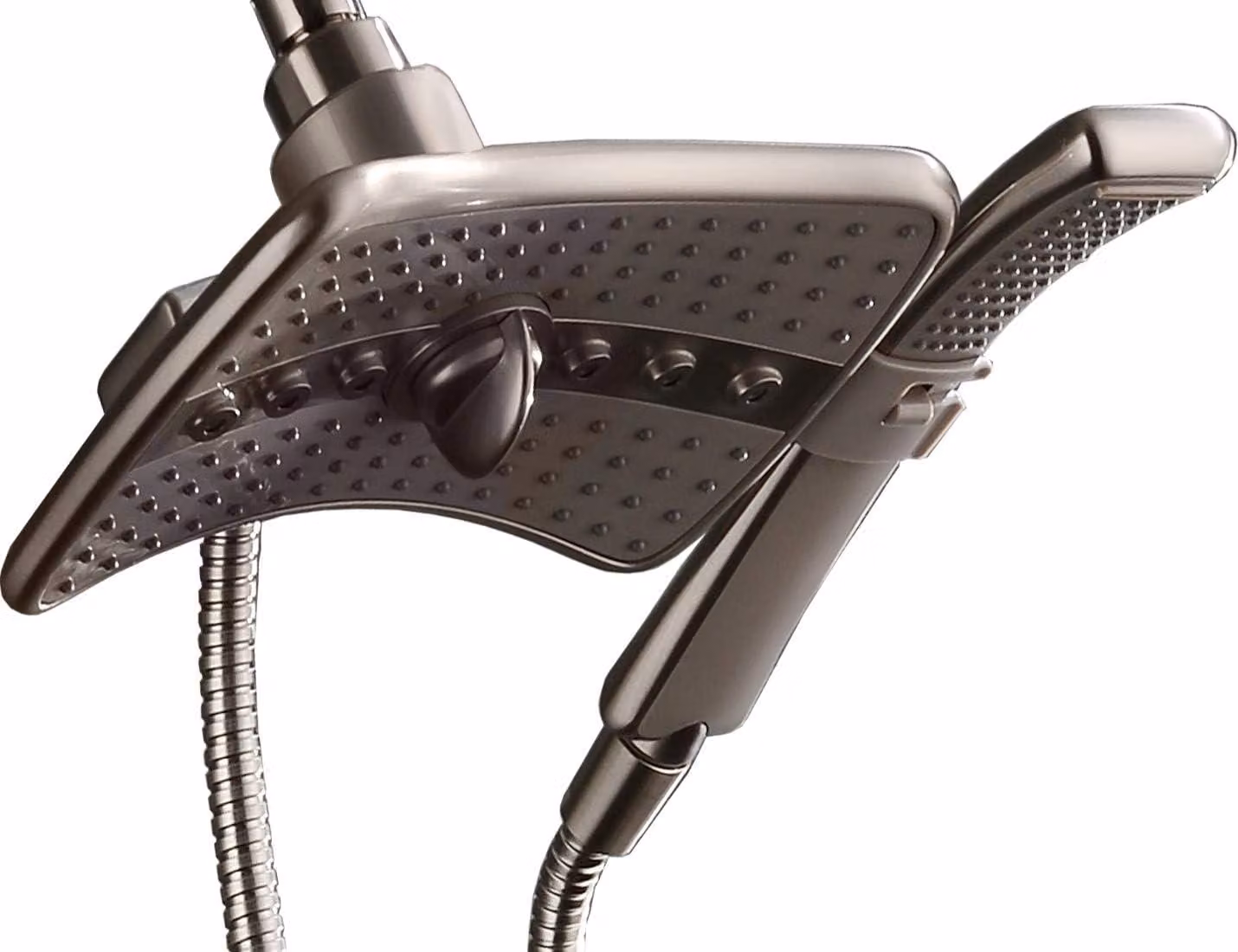 Doccia combinata, dimensioni 9 pollici x 6 pollici, finitura in nichel spazzolato, 2 getti, per bagno