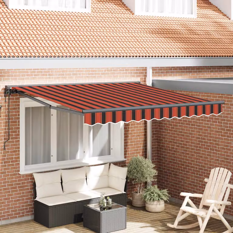 vidaXL Tendone a semi cassette in alluminio e poliestere, Arancione e Nero, L: 350 cm