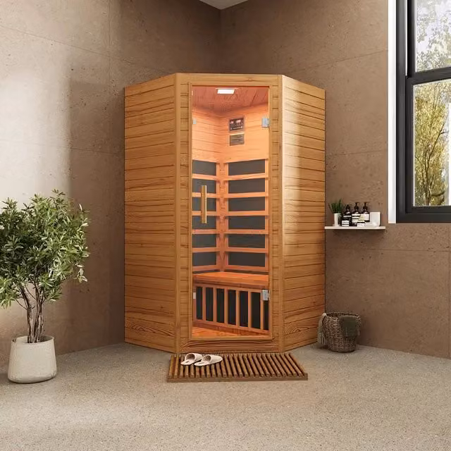 Sauna ad infrarossi Parama in legno di Hemlock marrone con radio integrata L/P/H: 107 x 107 x 188 cm