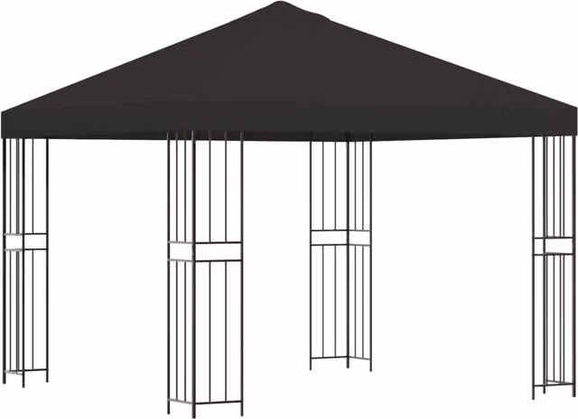 Gazebo | Pergolato 3 x 3 m Antracite Poliestere e Acciaio 190 gsm