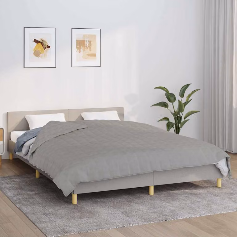 Coperta Ponderata vidaXL Grigia in Microfibra e Cotone, L 220 cm x P 240 cm, 15 kg