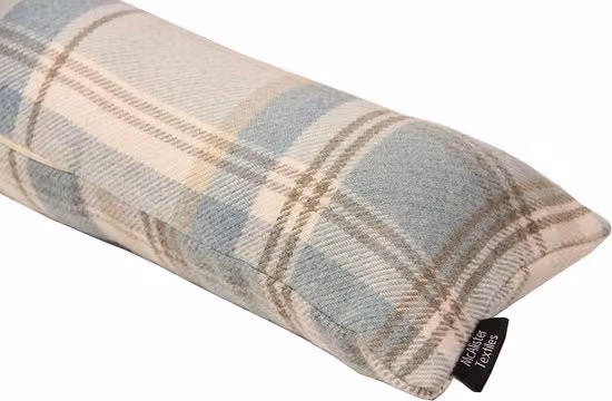 Paraspifferi per porta McAlister Textiles con imbottitura a scacchi blu chiaro, L: 100 cm, H: 18 cm