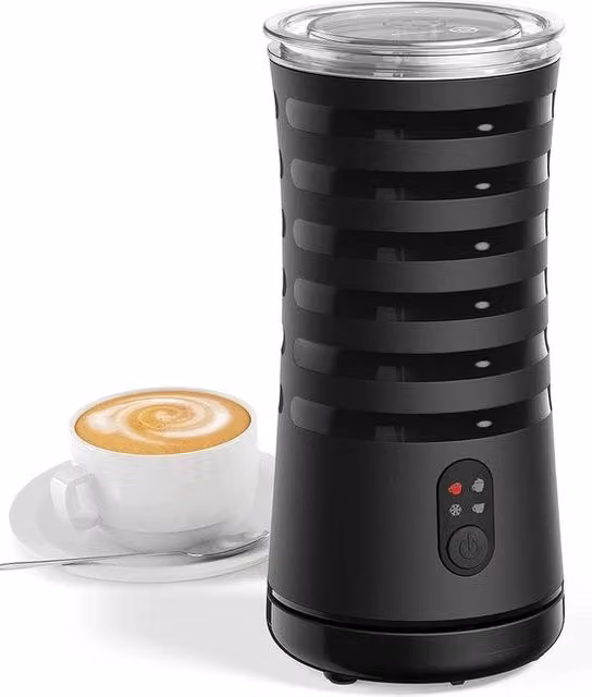 Frogettore 4 in 1 per Latte Caldo e Freddo - Forma a Spina per Latte Caldo Senza Slittamento Interruzione Automatica (Nero)