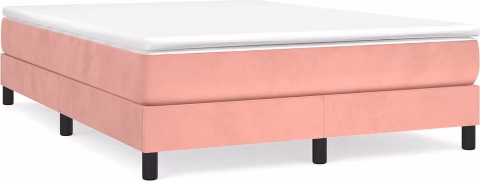 Giroletto a Molle con Materasso Rosa 140x200 cm in Velluto