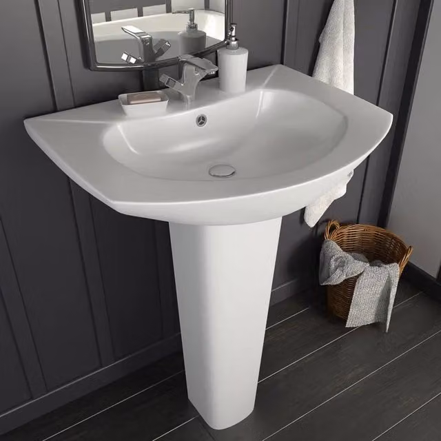 Lavandino a Colonna in Ceramica-Lavabo-Lavello Bianca 650x520x200 mm