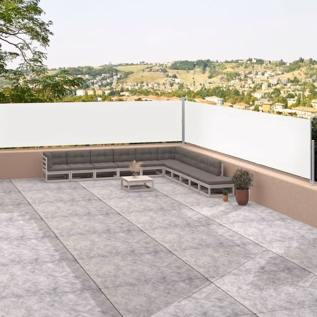 The Living Store Tenda laterale estensibile Crema 117x1200 cm