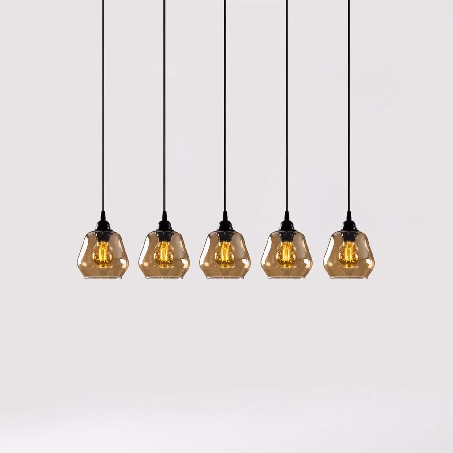 Lampada a sospensione in vetro Gold 033 Opviq, dimmerabile, Crema / Ambra, Soggiorno / Sala da pranzo, Vetro, Lampada a sospensione