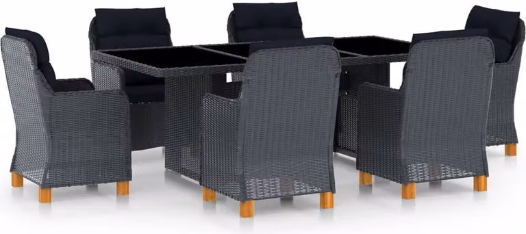 Maison Exclusive - Set da pranzo da giardino da 7 pezzi con cuscini in rattan sintetico grigio scuro