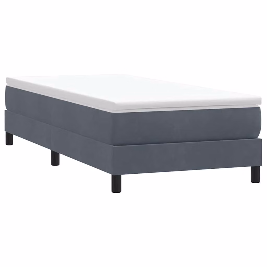 vidaXL Giroletto a Molle in Velluto Grigio senza Materasso L: 80 cm, H: 213 cm