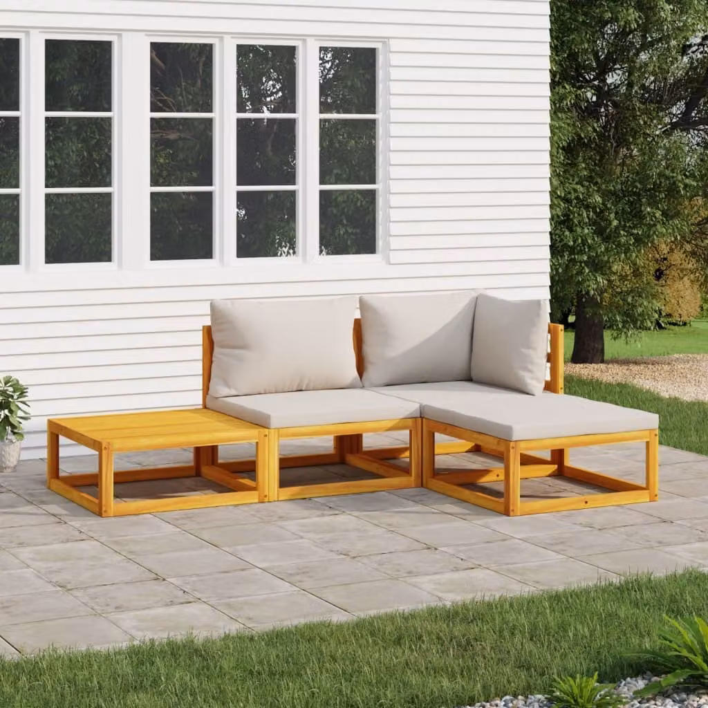 Maison Exclusive - Set da giardino da 4 pezzi con cuscini grigio chiaro, in legno massello