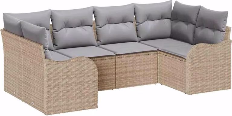 Set Divano da Giardino 6 pcs beige e grigio chiaro Poly Rattan