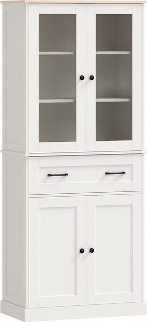 Mobile cucina HOMCOM moderna con 2 ante, cassetto e ripiani regolabili, colore crema, L: 76 cm, P: 40 cm, H: 182,5 cm – 1