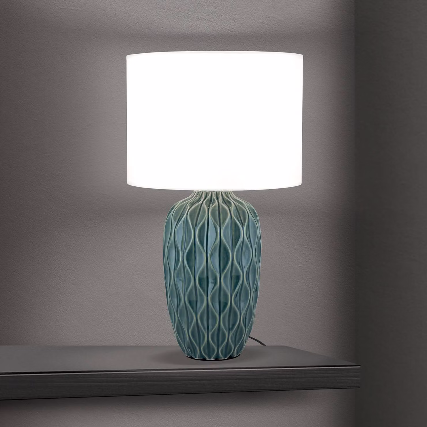 ORION Lampada da tavolo Tortuga, Bianco / Opale, Soggiorno / Sala da pranzo, Ceramica, Lampada da tavolo