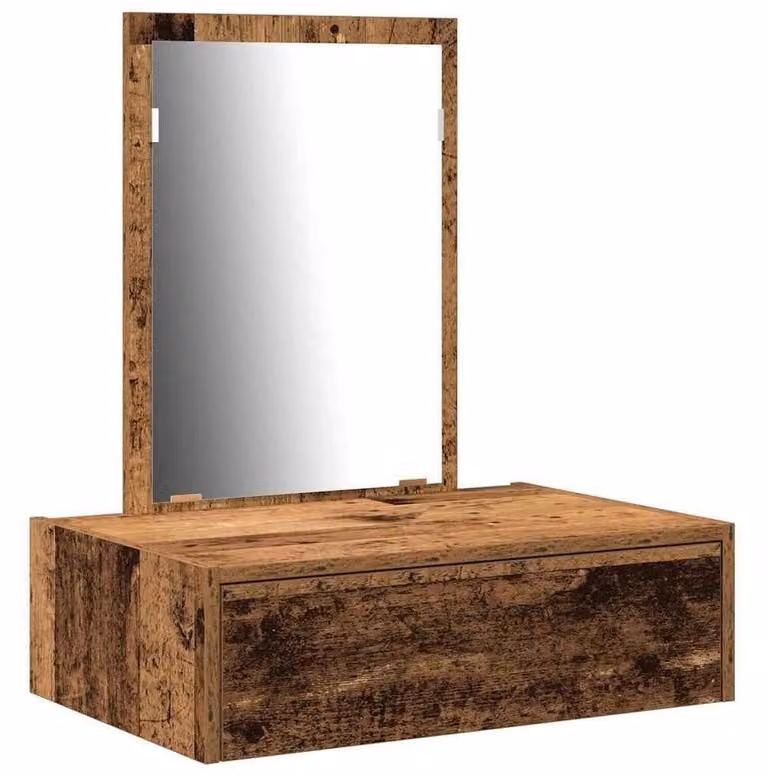 Comò da trucco in legno massello con specchio