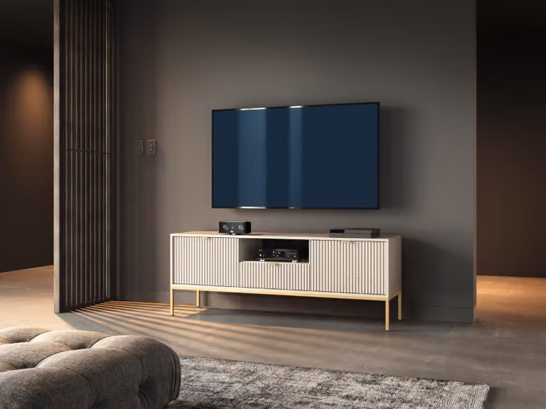 Mobile porta TV MISHEEL - cashmere / oro