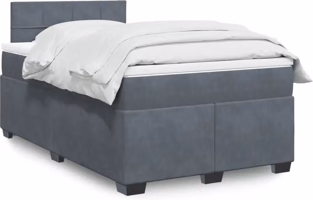 Letto a molle con materasso ibrido vidaXL in velluto grigio e bianco L/P: 200 x 120 cm