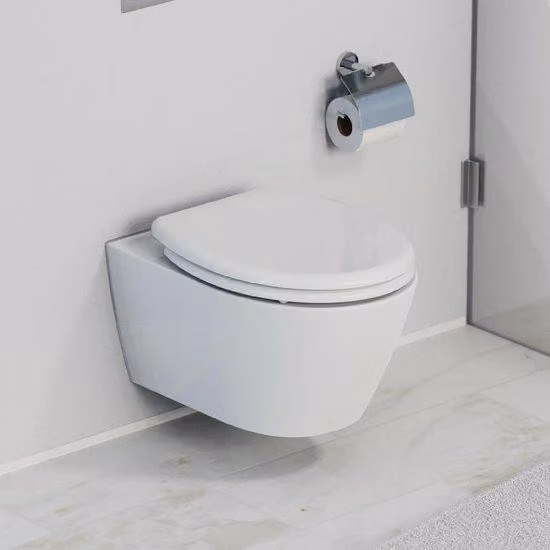 Copertura per WC Famanu in Duroplast con meccanismo di chiusura ammortizzata e sistema di fissaggio rapido - 45,3 x 37,4 cm