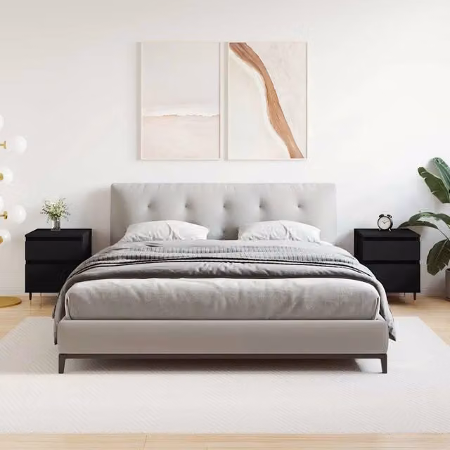 Comodini 2pz-Set di 2 Tavolino da notte Neri 40x35x50 cm in Legno Multistrato 480563