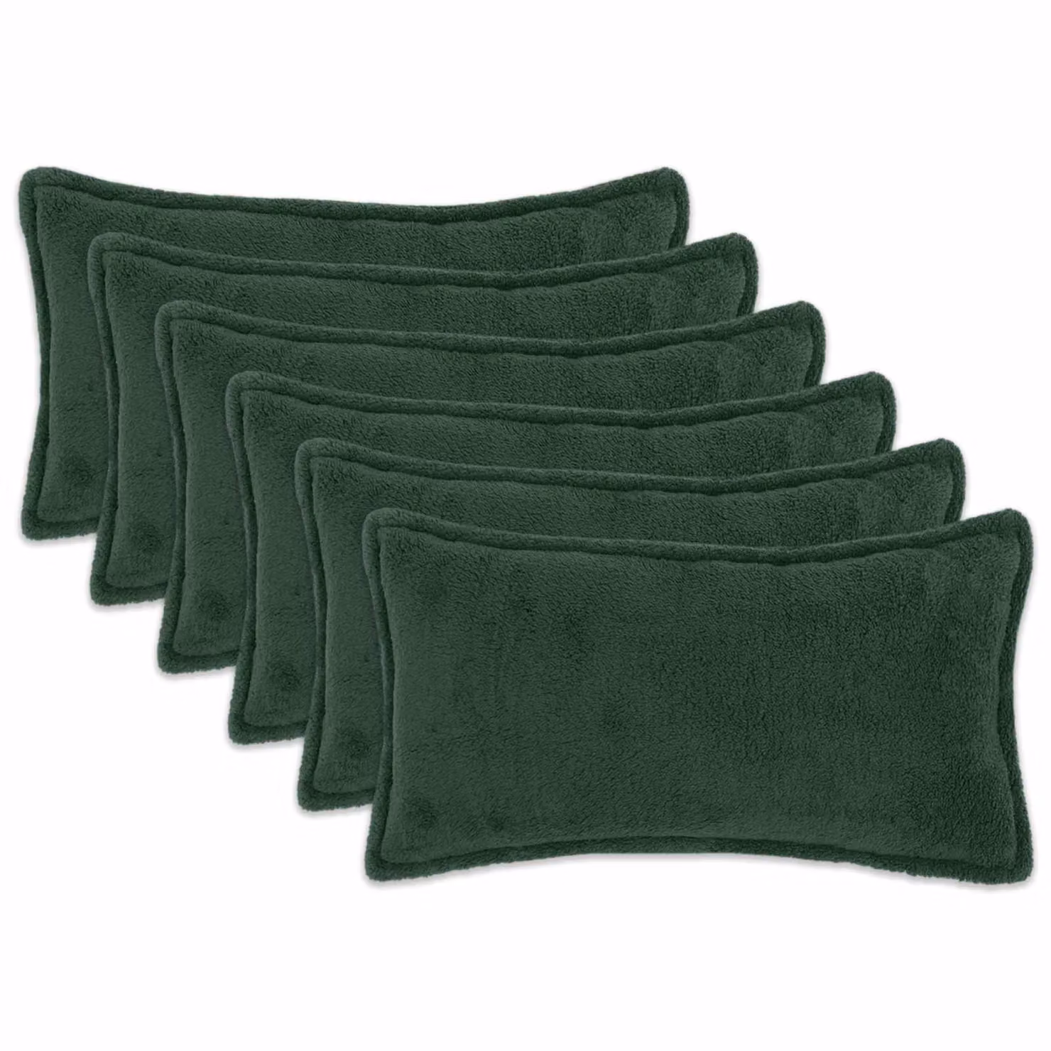 Set di 6 federe vidaXL HOUTEN in tessuto bouclé verde scuro, L 70 x P 40 cm